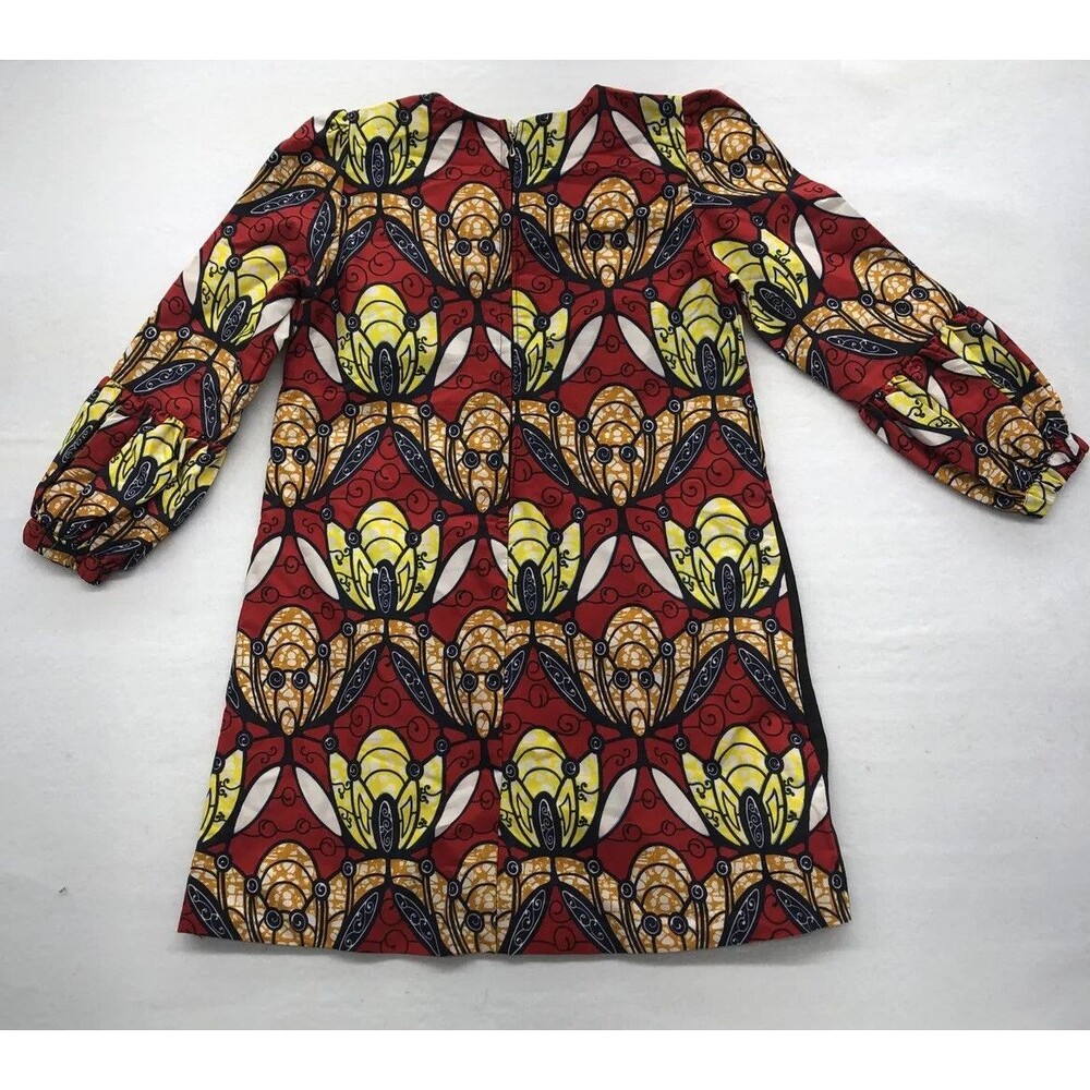 Fantabela Women's Dress Shirt Size 38 African Print Puff Sleeve Multicolor - Picture 9 of 16